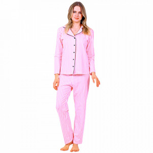 Pijamale Dama Maneca si Pantalon Lung Model 'Pink Angel' 