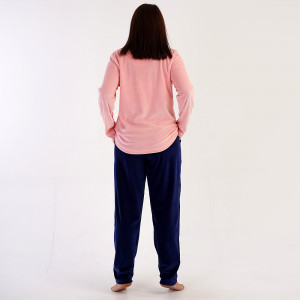 Pijamale Dama Marimi Mari din Soft Velur Vienetta Model 'Love Me Too' Pink