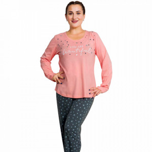 Pijamale Dama Marimi Mari Vienetta Model 'You are Beautiful' Pink