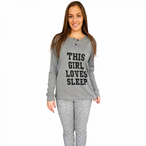 Pijamale Dama Snelly L'Originale Model 'This Girl Loves Sleep' Gray