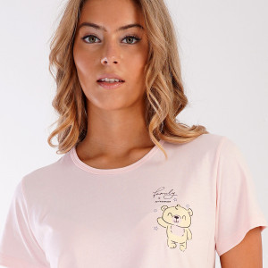 Pijamale Dama Vienetta din Bumbac 100%, Model "Family is Everything" Pink