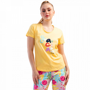 Pijamale Dama Vienetta din Bumbac 100%, Model 'Gracias' Yellow 🙏🏻