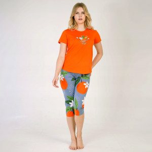 Pijamale Dama Vienetta din Bumbac 100%, Model 'So Much Hug' Orange 🍊