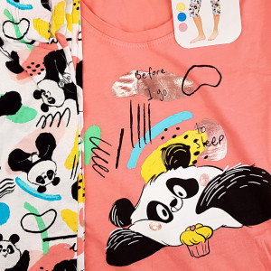 Pijamale Dama Vienetta din Bumbac cu Pantalon 3/4 Model 'Panda's Dream' Pink