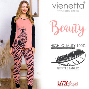 Pijamale Dama Vienetta Dream Model 'Beauty Zebra' Pink