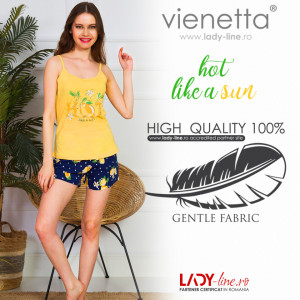 Pijamale Dama Vienetta, 'Hot Like a Sun' Culoare Galben