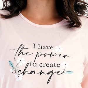 Pijamale din Bumbac 100% Marimi Mari Vienetta, Model 'Power to Change' Pink