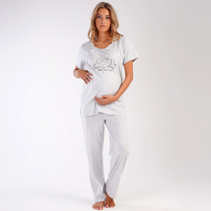 Pijamale Gravide si Alaptat Vienetta Model 'Have One's Moments' Gray