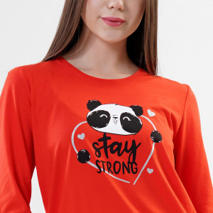 Pijamale Vienetta din Bumbac Model 'Stay Strong' Red