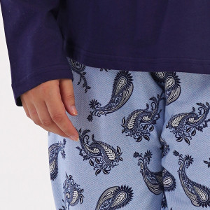 Pijamale Vienetta Marimi Mari din Bumbac 100% Model 'Yes You Can' Dark Blue