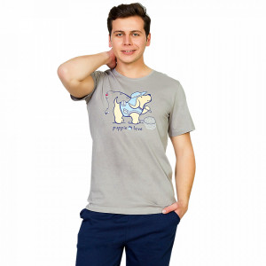Pijamle Barbati Gazzaz by Vienetta, 'Puppie Love' Gray