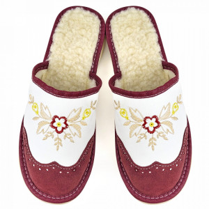 Red Plump 'London Brogue' Wool-Lined Suede Slippers