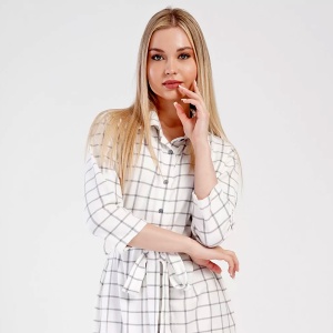 Rochie Tip Halat cu Nasturi, Guler, Buzunare si Cordon Vienetta Model 'Yvonne' | Rafinament și Versatilitate