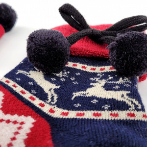 Sosete Calduroase Dama cu Pom Pom Velvet, Model 'Joy and the Good Life' Dark Blue