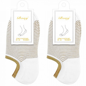 Sosete Cipici Dama Set 2 Perechi Model 'Only Lines Mustard' Culoare Alb