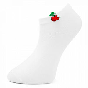 Sosete Glezna Dama cu Fructe, Set 2 Perechi Model 'Pure White' Apple Culoare Alb 🍎