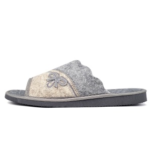 Papuci de Casă din Postav Model Summer Vogue Gray. Prezentare papuci de casa din lateral.