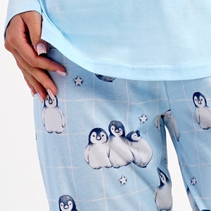 Pijama Damă din Bumbac 100% Vienetta, Model 'Be a Dreamer' - Prezentare pijama detaliu pantalon.
