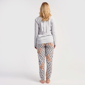 Pijama Damă din Bumbac 100% Vienetta, Model 'Sweet Teddy' - Prezentare pijama din sapte.