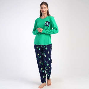 Women's Cotton Interlock Pajamas Vienetta, Model 'Arizona Dream' | Warmth and Style