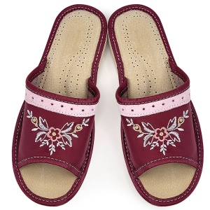 Women's Genuine Leather Slippers 'Mehar Burgundy' | Tradition and Comfort