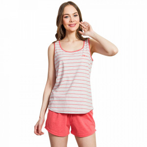 Pijamale Dama cu Bluza Tip Maieu Vienetta, Model 'Love' Melange