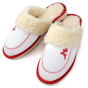 Women's Plush and Furry Slippers with Wool 'Winter Mood' Model | Comfort and Elegance