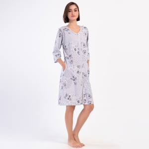 Women's Robe with Zipper and Pockets Large Sizes Vienetta, Model 'Sweet Dreamer'