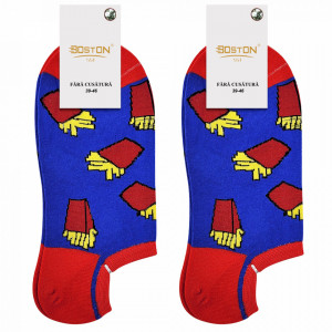 Women's Seamless Ankle Socks 2 Pairs 'French Fries' Blue