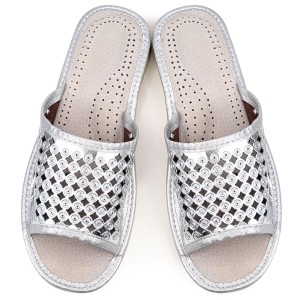 Women's Slippers Model 'Summer Circles' Silver | Pamper Your Feet