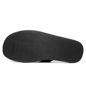 Papuci de Casa din Piele Neagră Model 'Geometric Aproch' Black | Confort și Stil, Design Modern. Prezentare talpă.