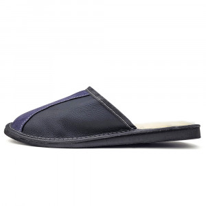 Papuci de Casa Imblaniti cu Lana de Oaie Culoare Negru Model 'Midnight Luxe'