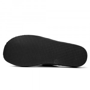 Papuci de Casa din Piele cu Talpa Groasa Culoare Negru, Model 'Luxury Man' Black