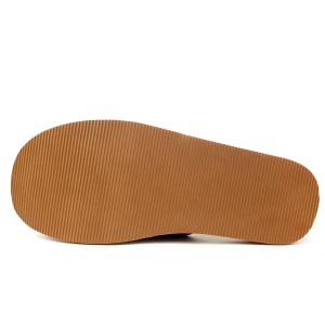 Papuci de Casa din Piele Maro Model 'Geometric Aproch' Soft Brown. Prezentare talpa papuci.