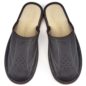 Brown Leather Slippers Model 'Manhood Cozy' Brown | Masculine Comfort and Elegance