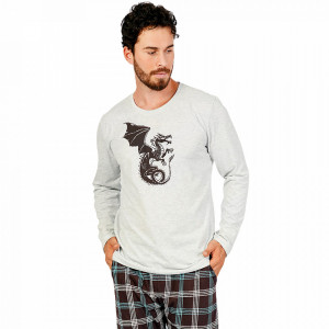 Pijamale Barbati Confortabile Gazzaz by Vienetta Model 'Dragons No Limits' Gray