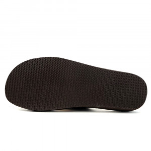 Papuci de Casa din Piele cu Talpa Groasa Culoare Rosu, Model 'Luxury Feet' Brown