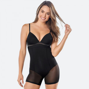 High Waist Shaper Pantyhose with Anti-Chafing Mesh on Legs, Black