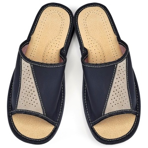 Leather Slippers Model 'Steady Ground' Black | Comfort and Style
