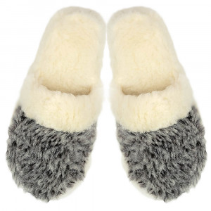 Marbled Sheep Wool Slippers 'Zamolxis' Gray
