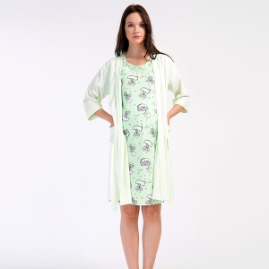 Maternity and Pregnant Set Vienetta Shirt and Robe, 'Sleepy' Fresh | Comfort and Style for Mom