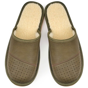 Men's Leather Slippers "Gentleman's Classic" Forest Green | Premium Comfort and Style