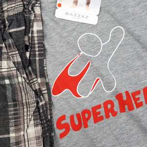 Pijamale Barbati Gazzaz by Vienetta Model 'Super Hero' Gray
