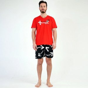 Men's Pajamas Short Pants Vienetta | MAN Model 'Free and Original' Red