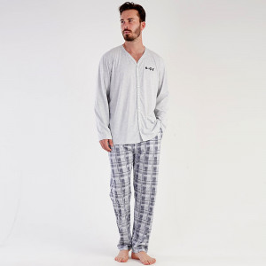 Men's Pajamas with Buttons Vienetta|MAN, Model 'Signature' Gray
