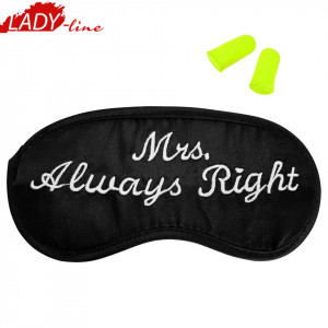 Ochelari de Dormit 'Mrs. Always Raight' + Set Dopuri, Culoare Negru