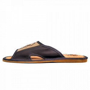 Papuci de Casa Barbati Sezon Vara Material Piele Culoare Maro Model 'Summer Approach'