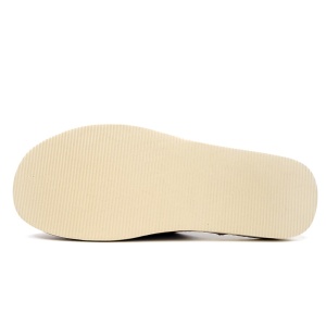 Papuci de Casă Damă din Piele Îmblăniți cu Lână de Oaie Model 'Harmony' White - Prezentare talpa.