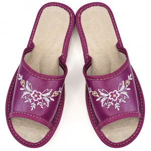 Papuci de Casa Dama Material Piele Model 'Kiammira' Purple Orchid