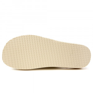 Papuci de Casa din Piele cu Talpa Groasa Culoare Crem, Model 'Luxury Woman' Butter